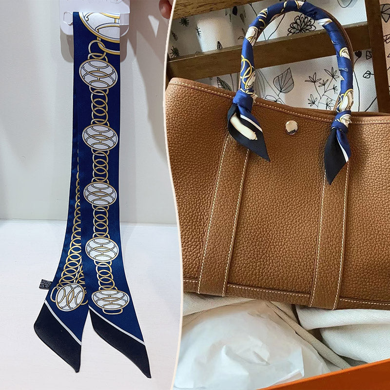 Bufanda con asa para bolso con lazo estampado de moda