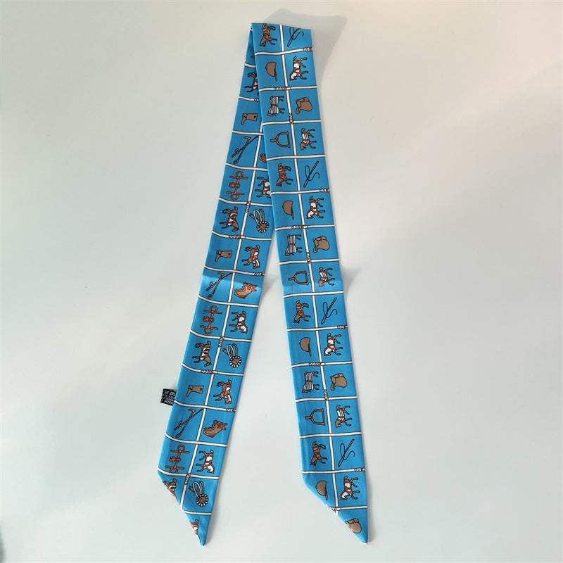 Bufanda con asa para bolso con lazo estampado de moda