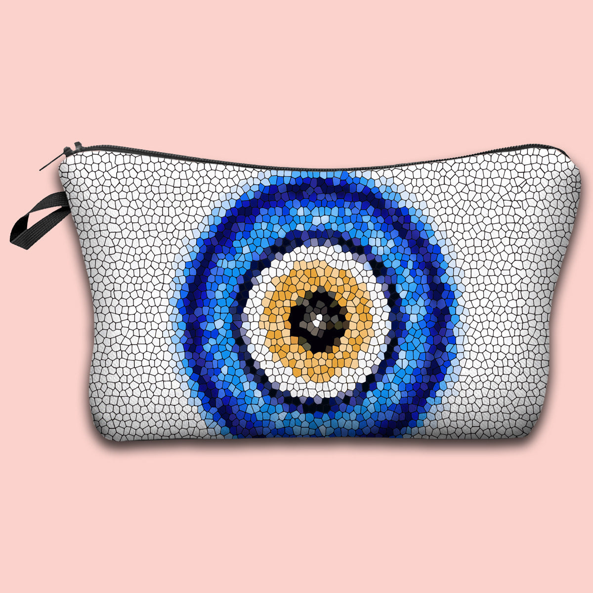 Bolsa de cosméticos portátil con diseño de mal de ojo para mujer