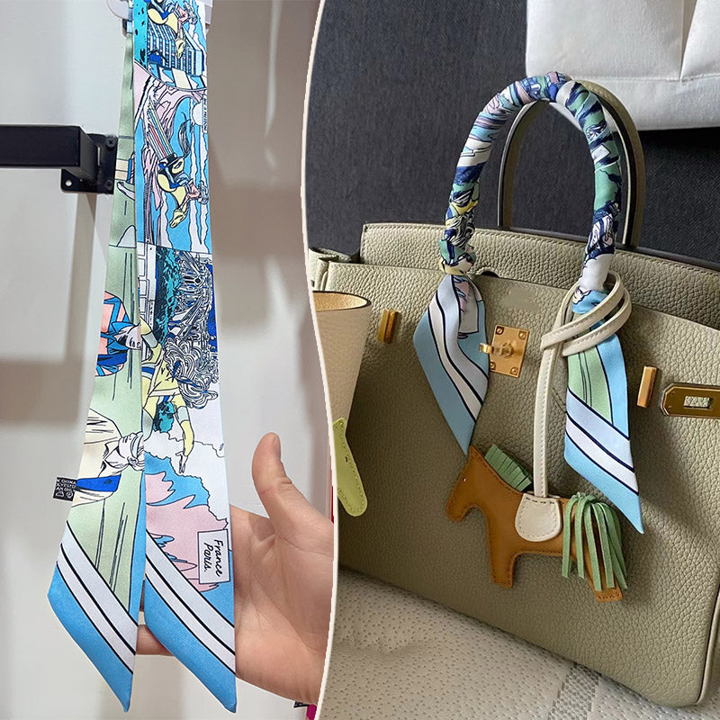 Bufanda con asa para bolso con lazo estampado de moda