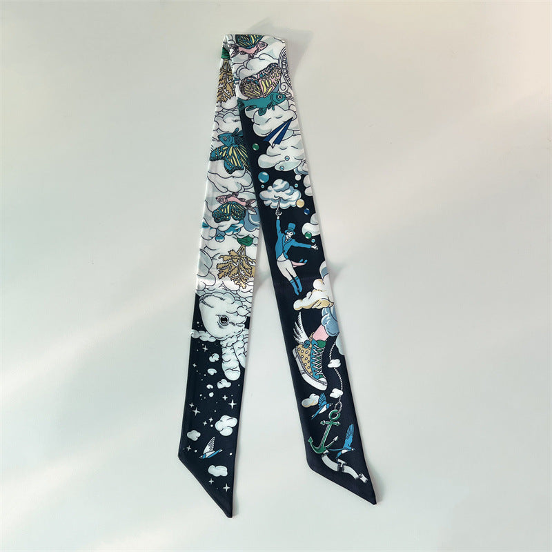 Bufanda con asa para bolso con lazo estampado de moda