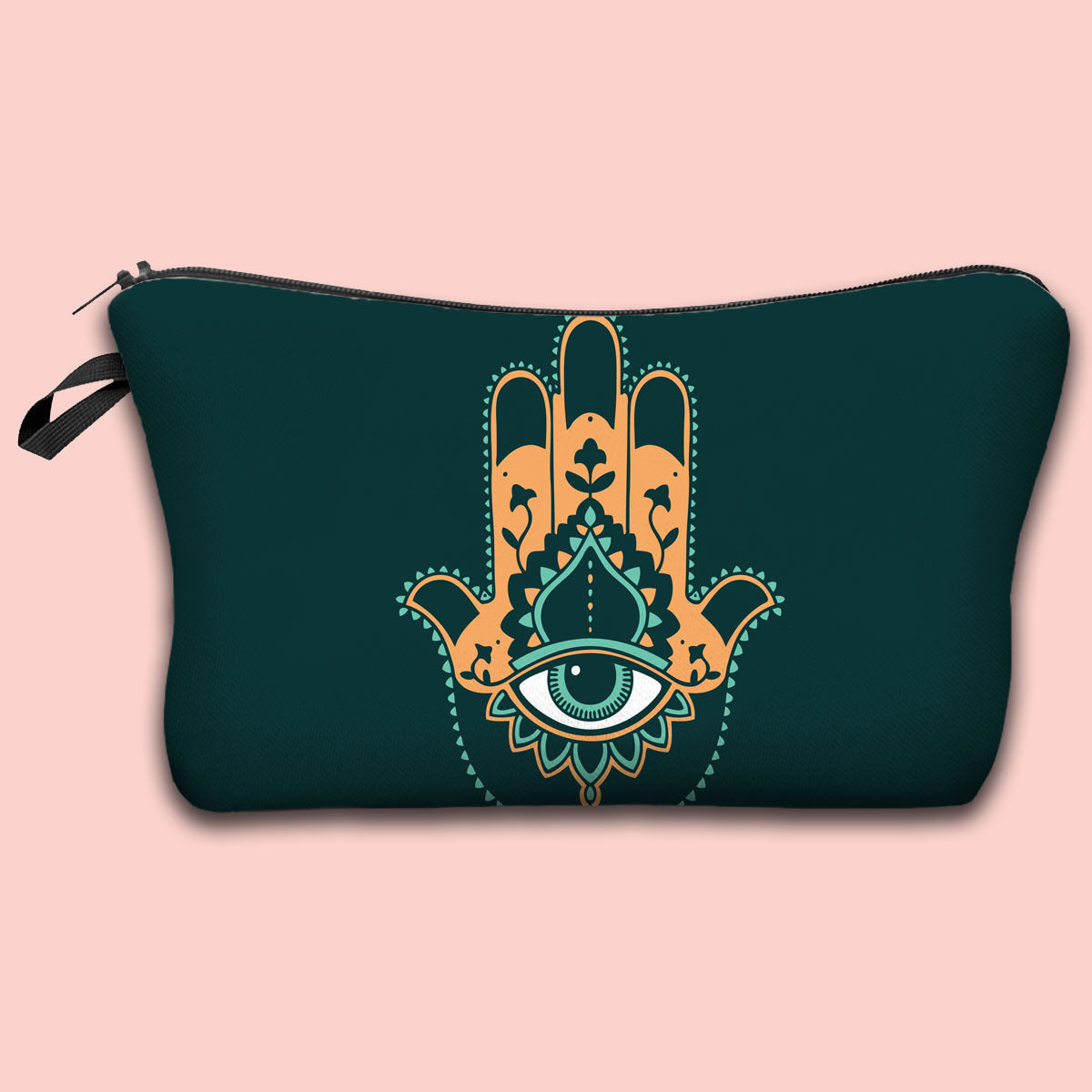 Bolsa de cosméticos portátil con diseño de mal de ojo para mujer