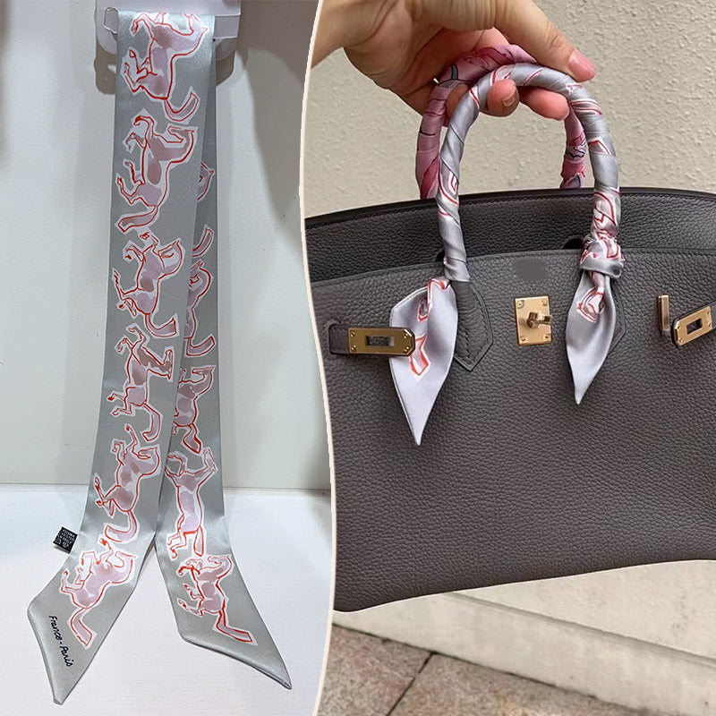 Fashion Printed Ribbon Tie Bag Handle Scarf