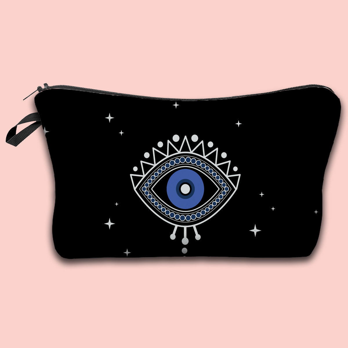 Bolsa de cosméticos portátil con diseño de mal de ojo para mujer