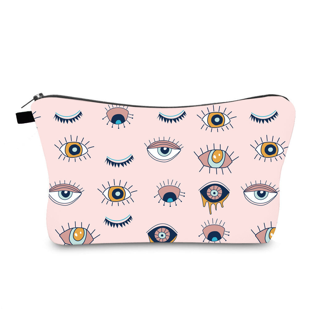 Bolsa de cosméticos portátil con diseño de mal de ojo para mujer