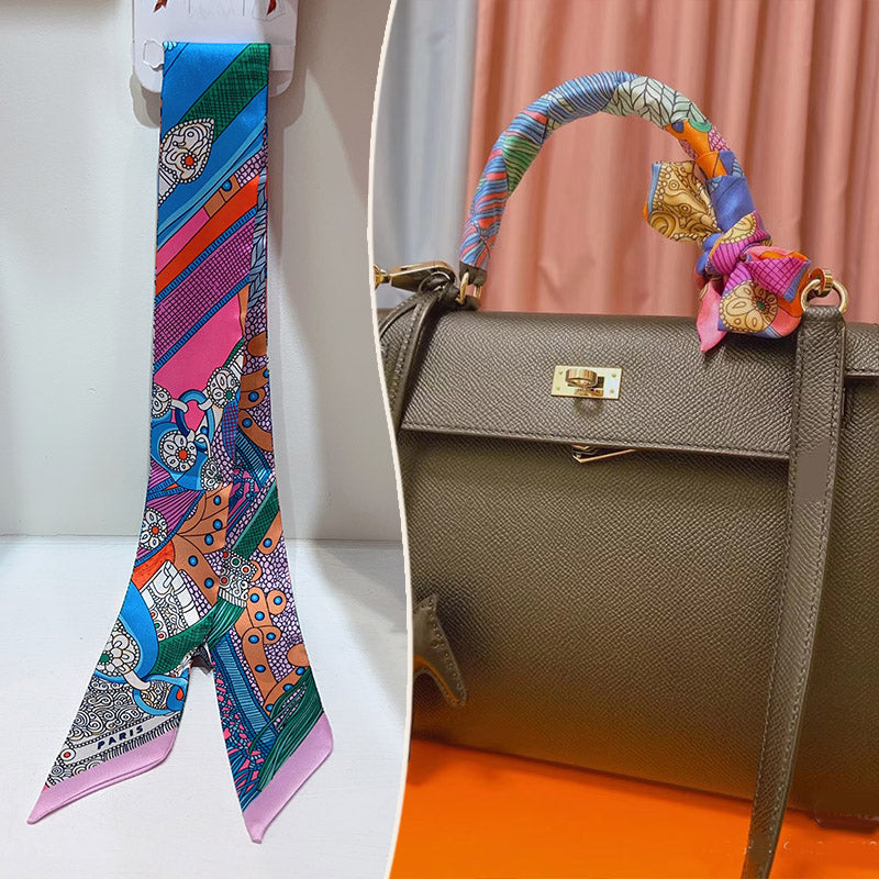 Fashion Printed Ribbon Tie Bag Handle Scarf