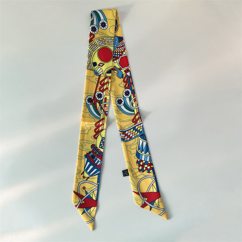 Fashion Printed Ribbon Tie Bag Handle Scarf