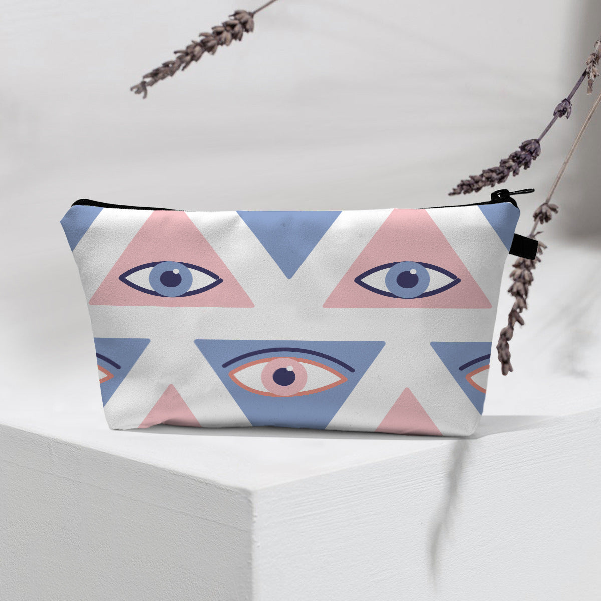 Bolsa de cosméticos portátil con diseño de mal de ojo para mujer