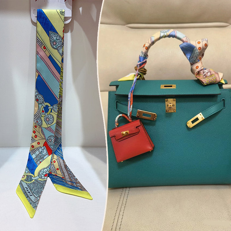 Fashion Printed Ribbon Tie Bag Handle Scarf