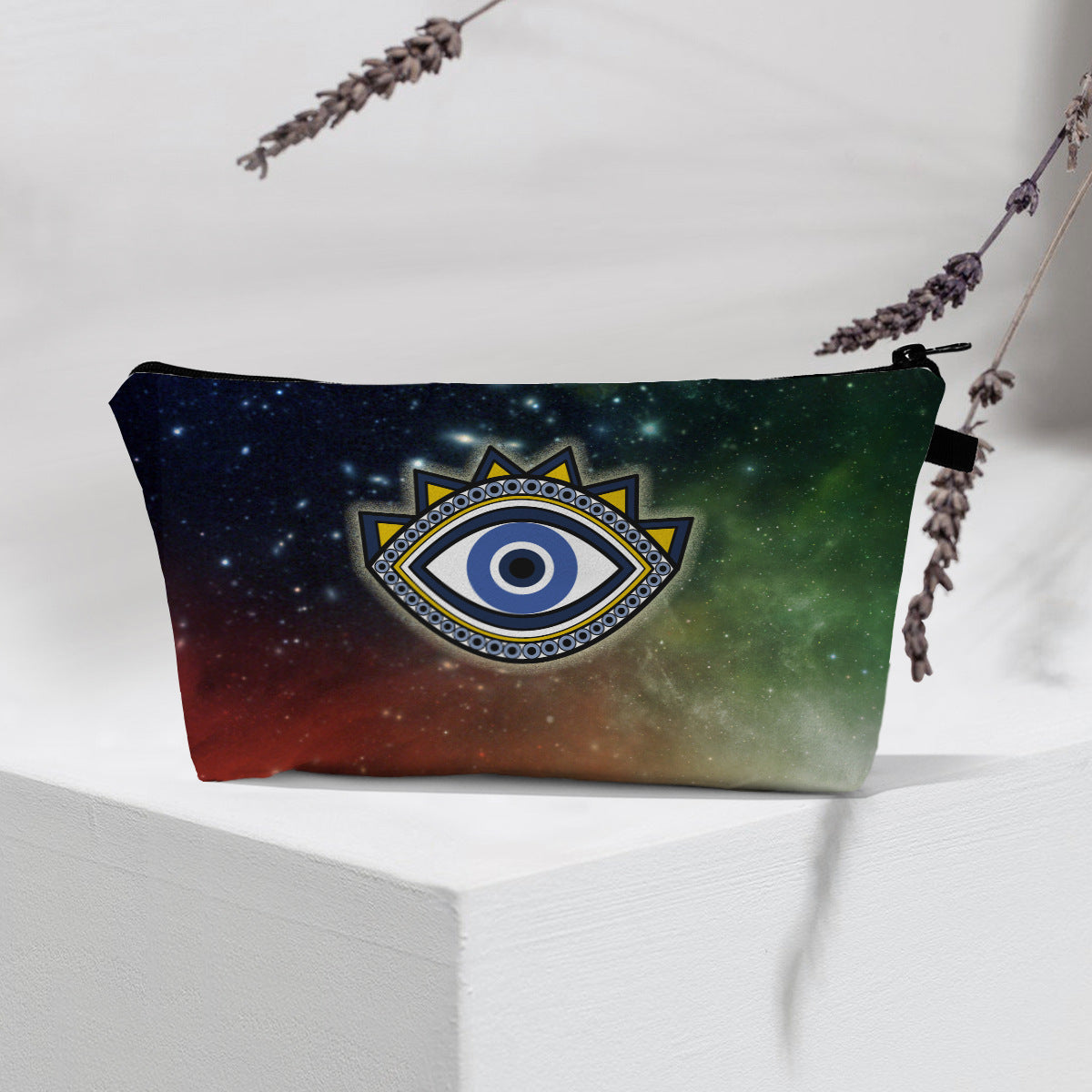 Bolsa de cosméticos portátil con diseño de mal de ojo para mujer