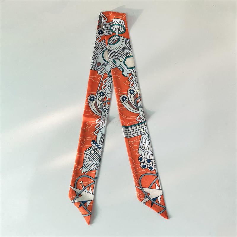 Bufanda con asa para bolso con lazo estampado de moda