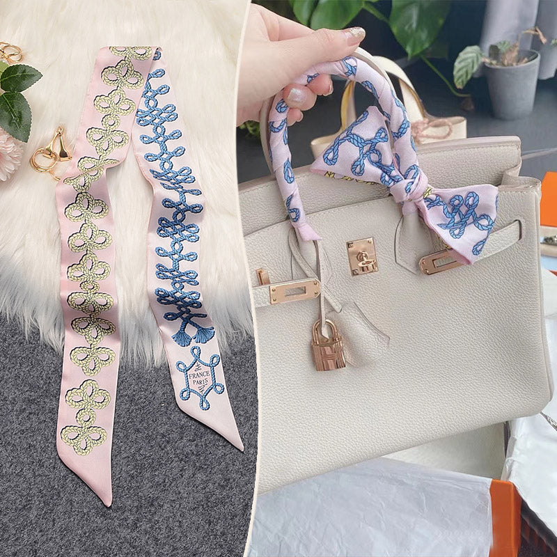 Fashion Printed Ribbon Tie Bag Handle Scarf