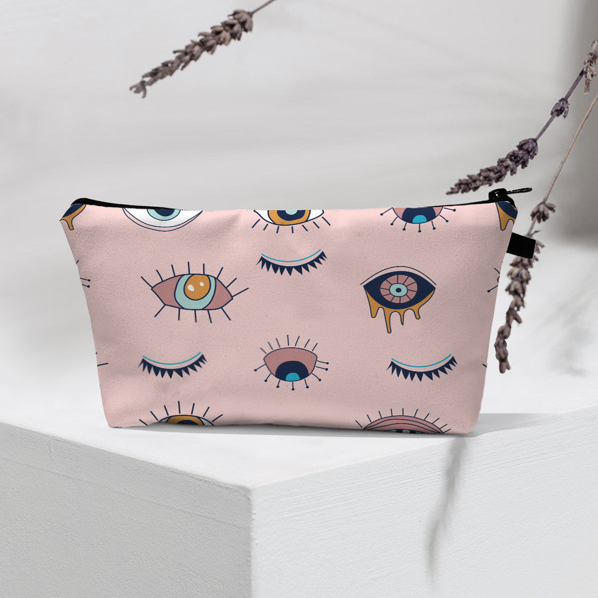 Bolsa de cosméticos portátil con diseño de mal de ojo para mujer