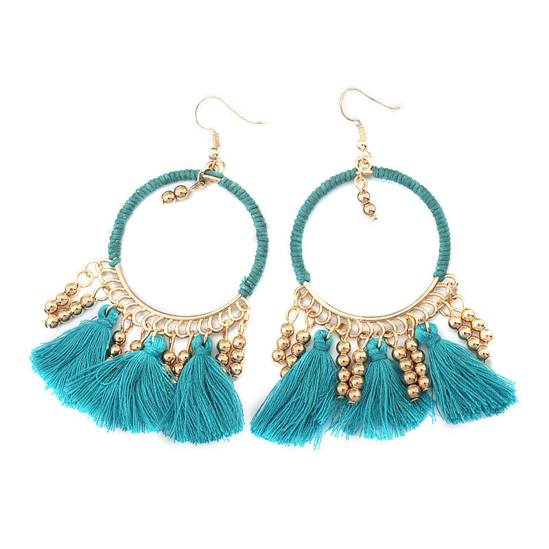 Pendientes con borlas retro de estilo étnico bohemio