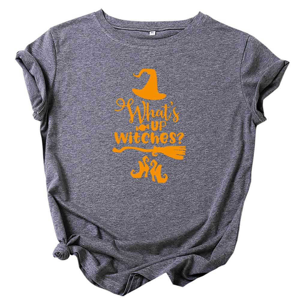 Camiseta informal de Halloween con cuello redondo y manga corta para mujer