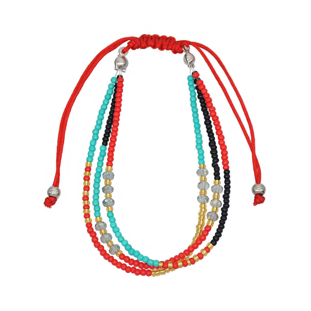Bracelet bohème multicolore à 3 rangs fait main en perles