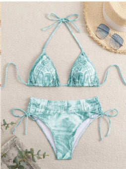 Bikini sexy con cuello halter y estampado a la moda para mujer