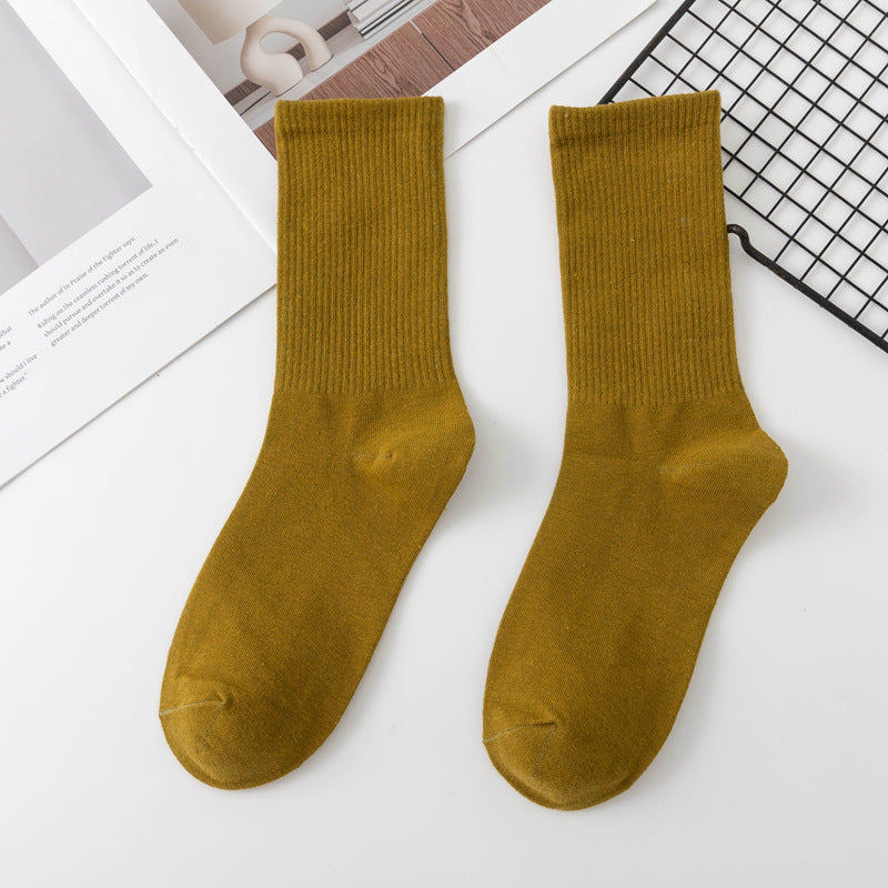 Calcetines de algodón hasta la rodilla de color liso para mujer