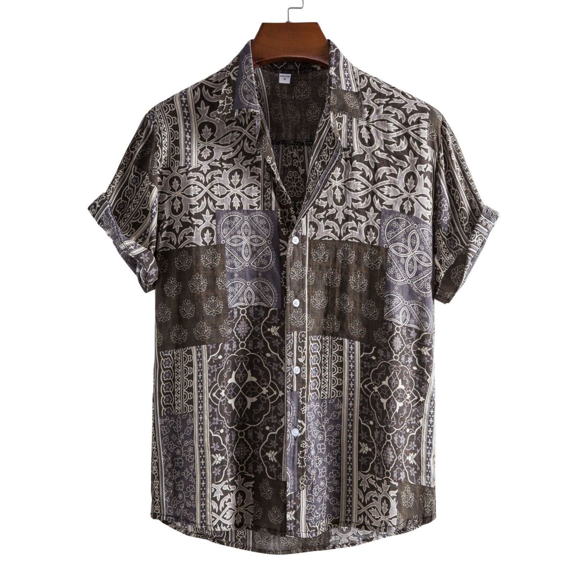 Camisa informal de vacaciones para hombre con estampado de flores diminutas en 3D