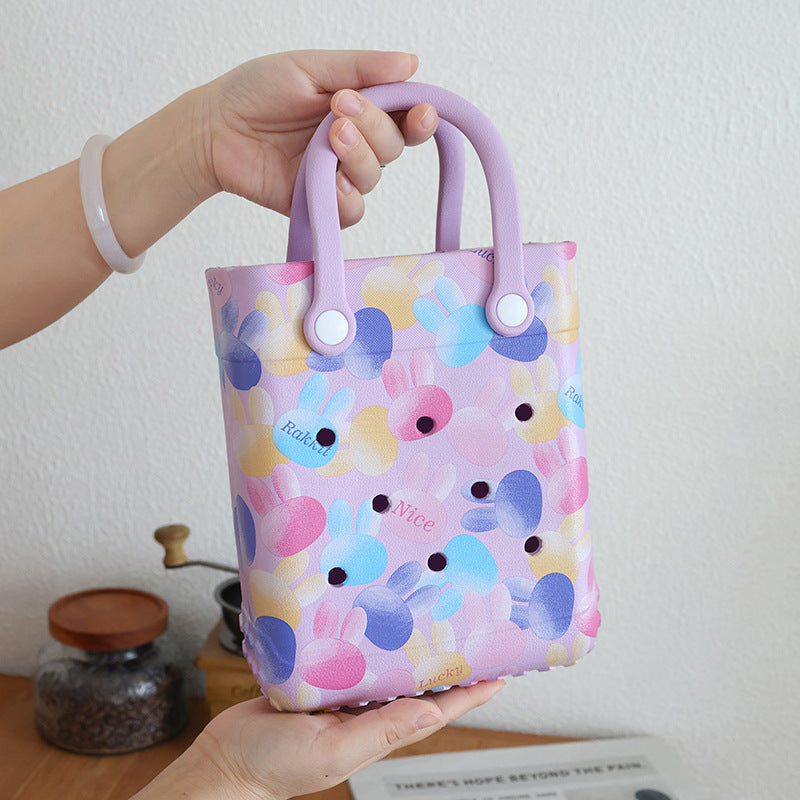 Sac à trou imprimé dessin animé tendance, sac en gelée EVA pour femmes et enfants
