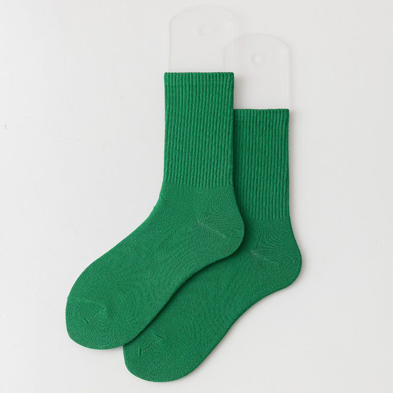 Calcetines casuales de algodón de color sólido para mujer