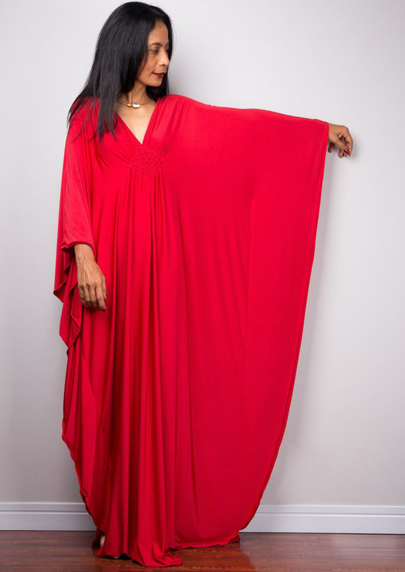 Women Polyester Loose Robe Vacation Coverup Dress