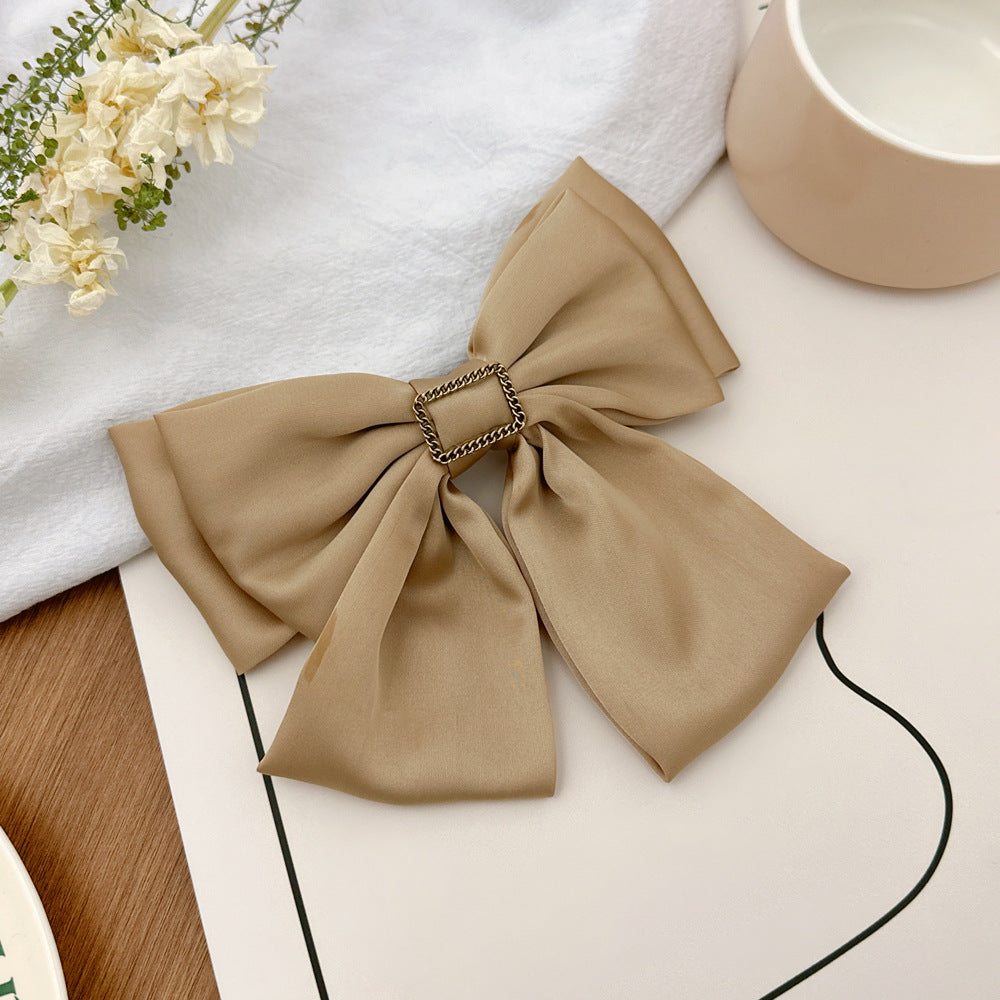 Women Fashion Solid Color Double-Layer Bowknot Hairpin