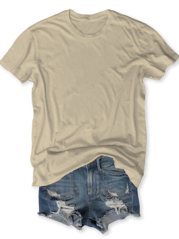 T-shirt d'été simple et basique pour femme, couleur unie, vierge