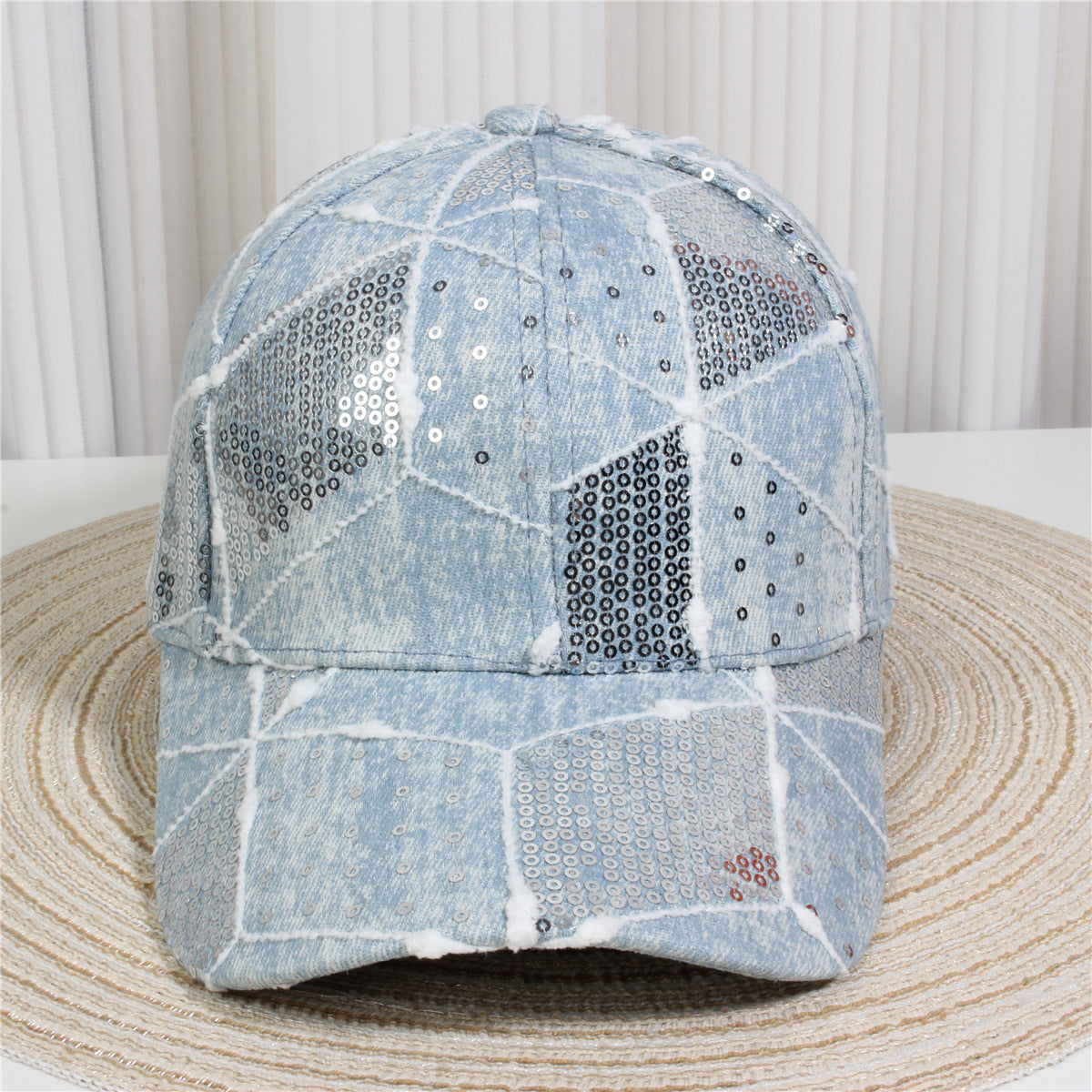 Fashion Casual Denim Rhinestone Sequins Baseball Cap
