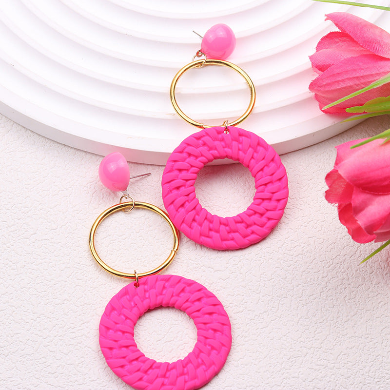 Bohemian Geometric Circular Acrylic Earrings