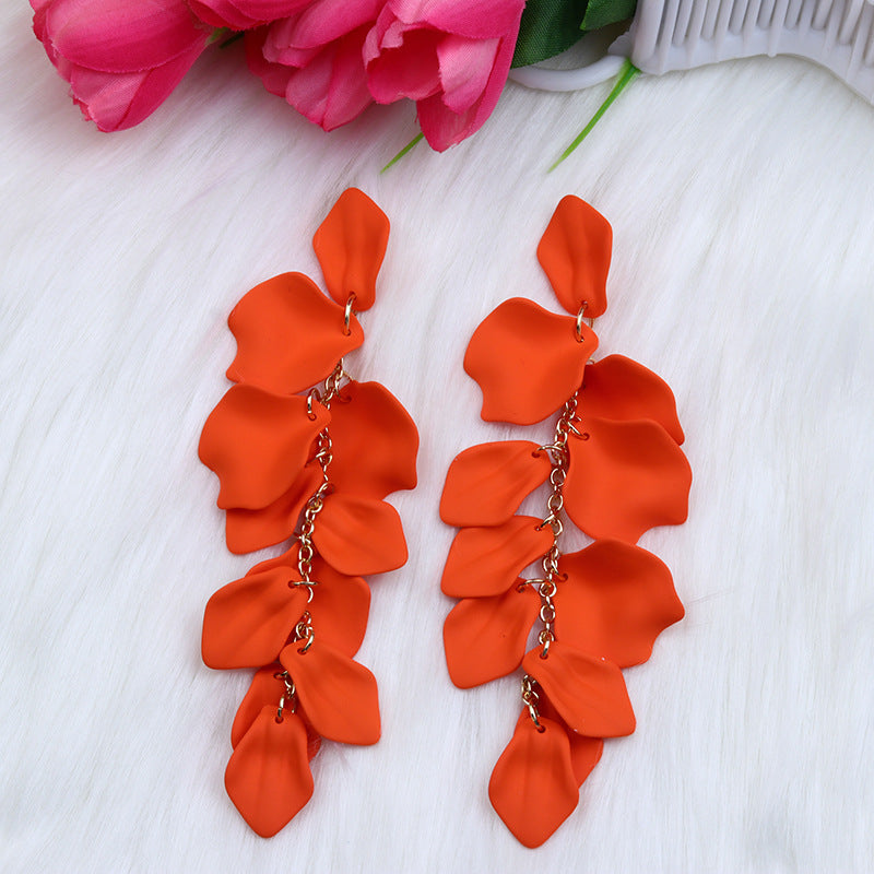 Bohemian Style Personalized Tassel Petal Earrings