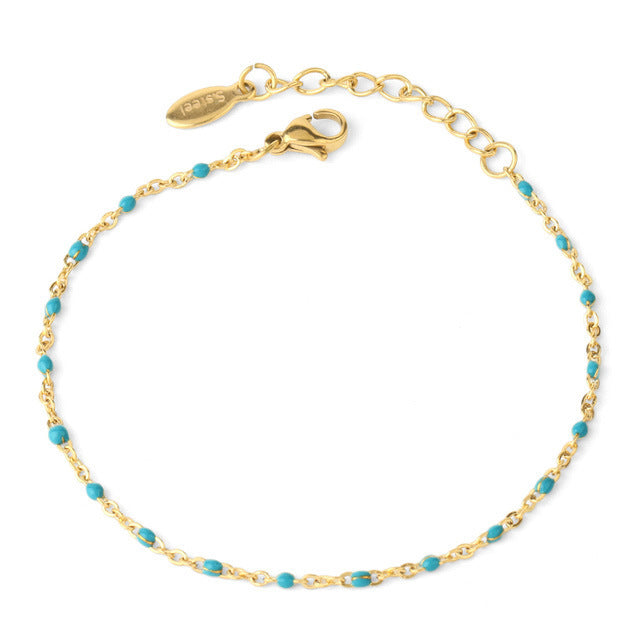 Women Bohemian Simple Mini Beads Stainless Steel Bracelet