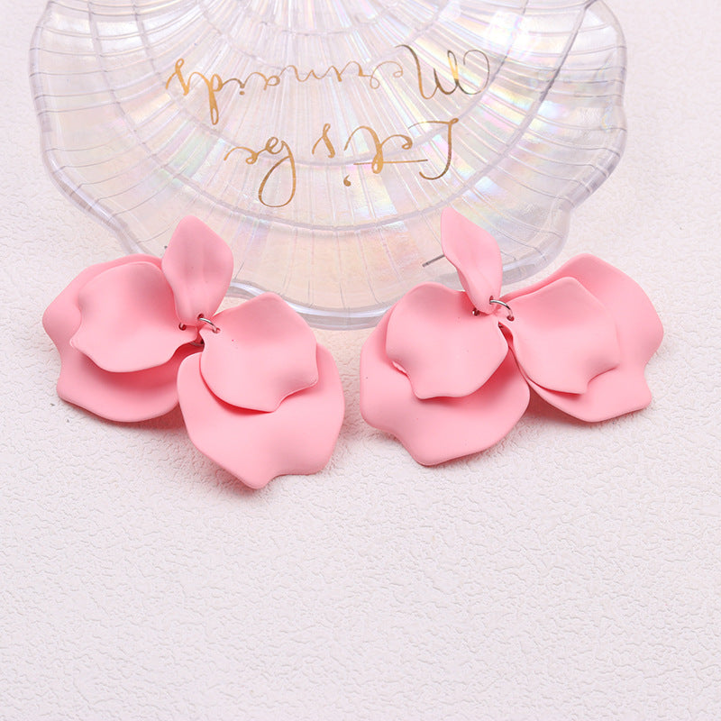 Bohemian Solid Color Petal Tassel Acrylic Earrings