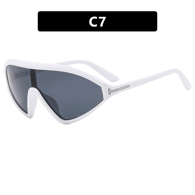 Lunettes de soleil triangulaires irrégulières créatives et tendance - Style miroir tendance avec monture PC