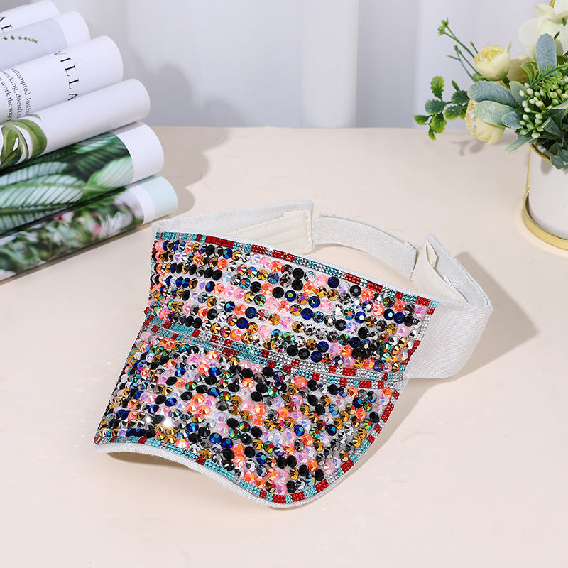 Fashion Women Rhinestone Hollow Sunscreen Cap