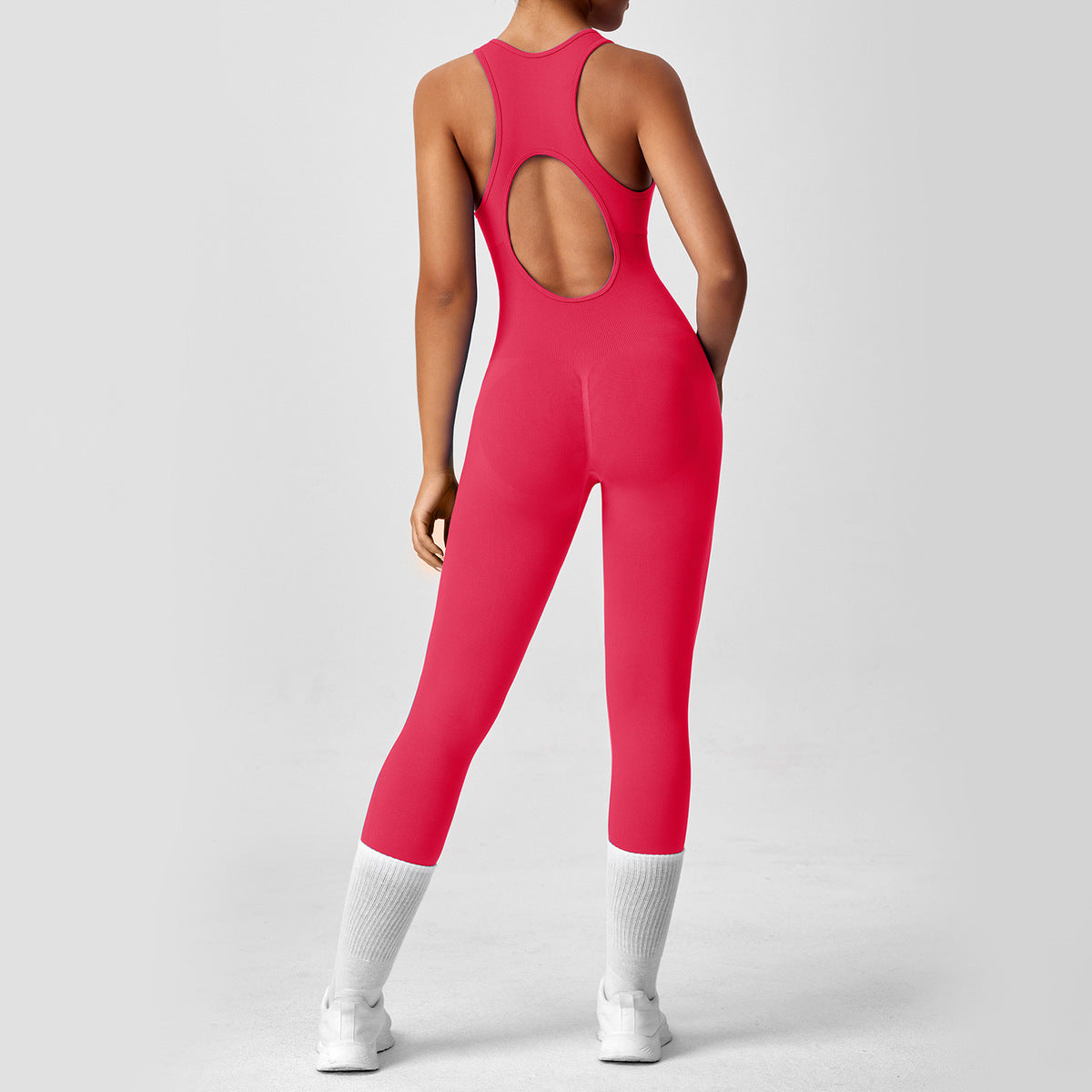 Women's Yoga Solid Color Hollow Out Sleeveless Jumpsuit