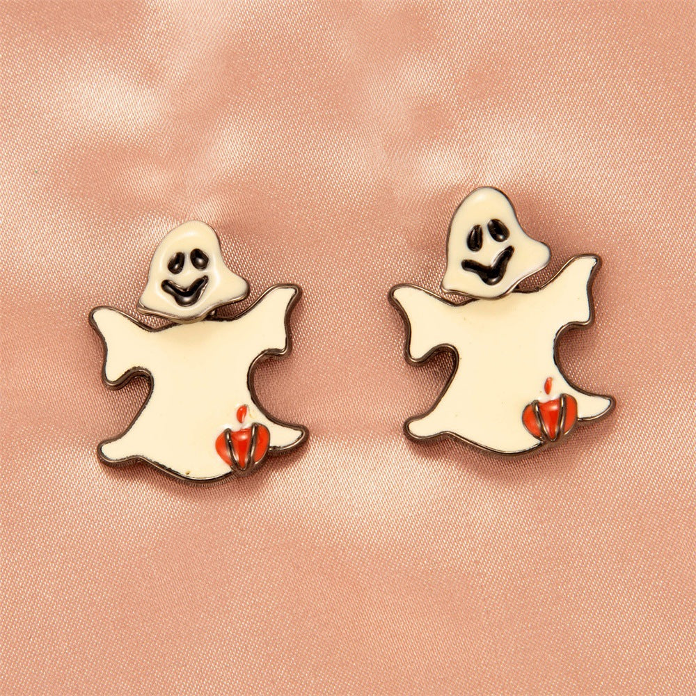 Halloween Women Cartoon Skeleton Pumpkin Bat Earrings