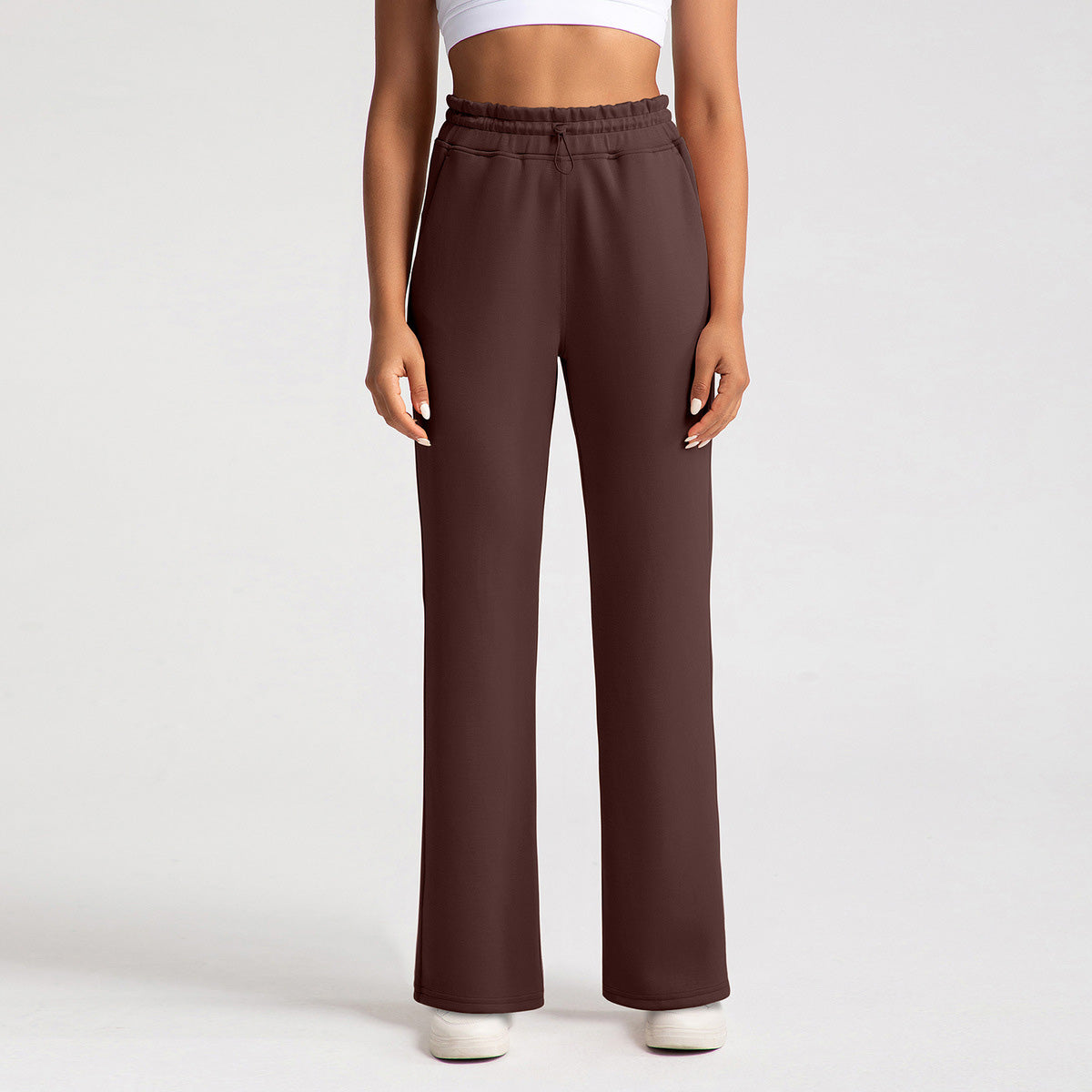 Pantalones de yoga de cintura alta de color sólido informales para mujer