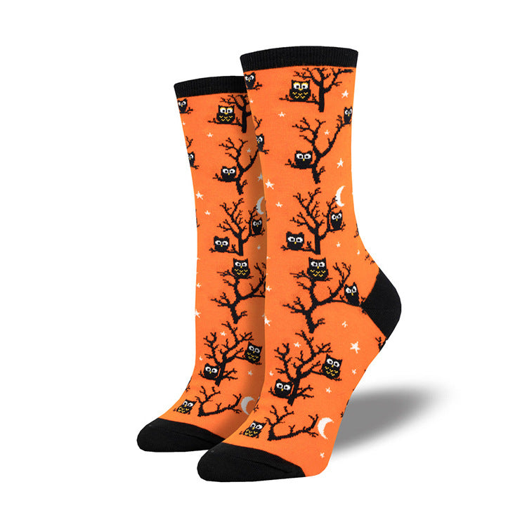Calcetines de jacquard con calabazas divertidas y creativas para Halloween
