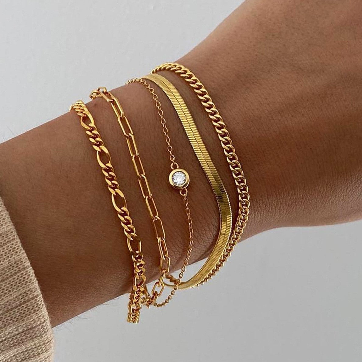 Conjunto de pulseras de cadena multicapa bohemias para mujer