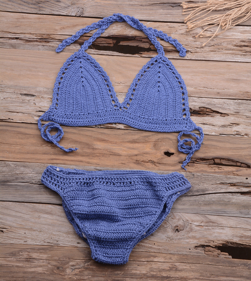 Conjunto de bikini de punto sexy para mujer para vacaciones de verano en la playa