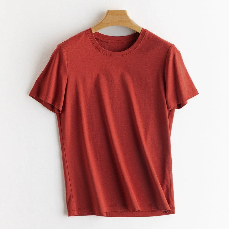 Casual Solid Color Round Neck Short Sleeve Blank T-Shirt