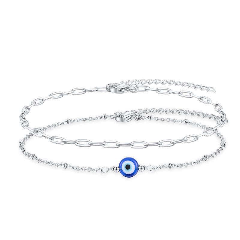 Pulsera de acero inoxidable con clip de ojo malvado