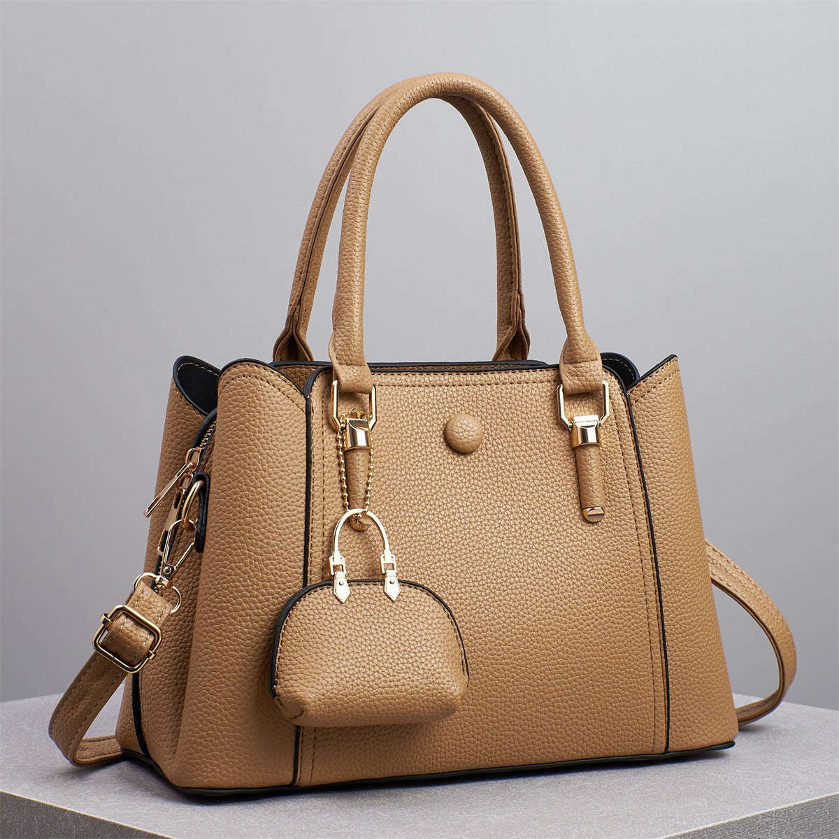 Bolso de mano informal de gran capacidad y color liso para mujer, con cierre de cremallera.