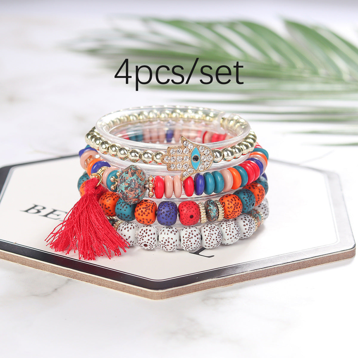 Pulsera con borlas de cuentas de estilo étnico vintage bohemio