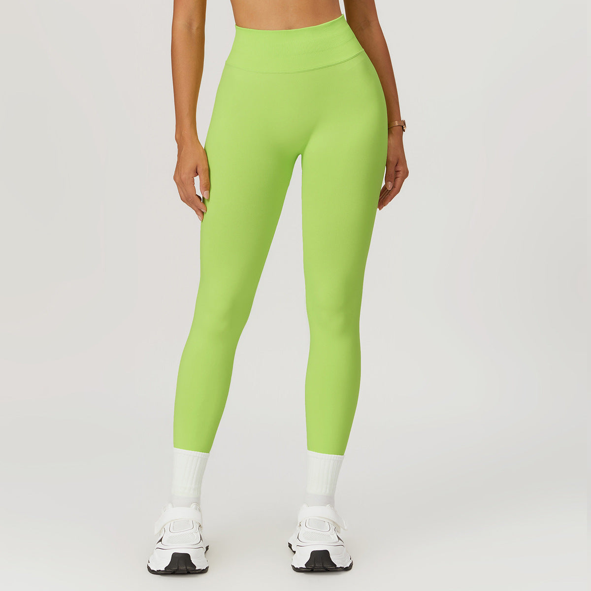 Leggings deportivos de cintura alta de color liso para mujer