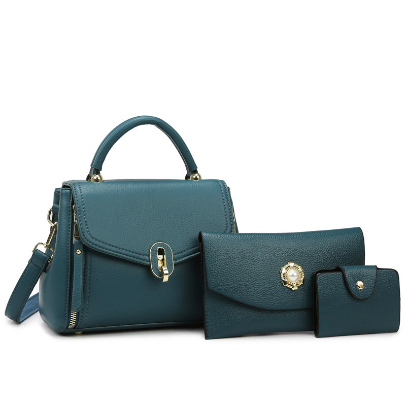 Elegante conjunto de bolso de mano de gran capacidad en color sólido