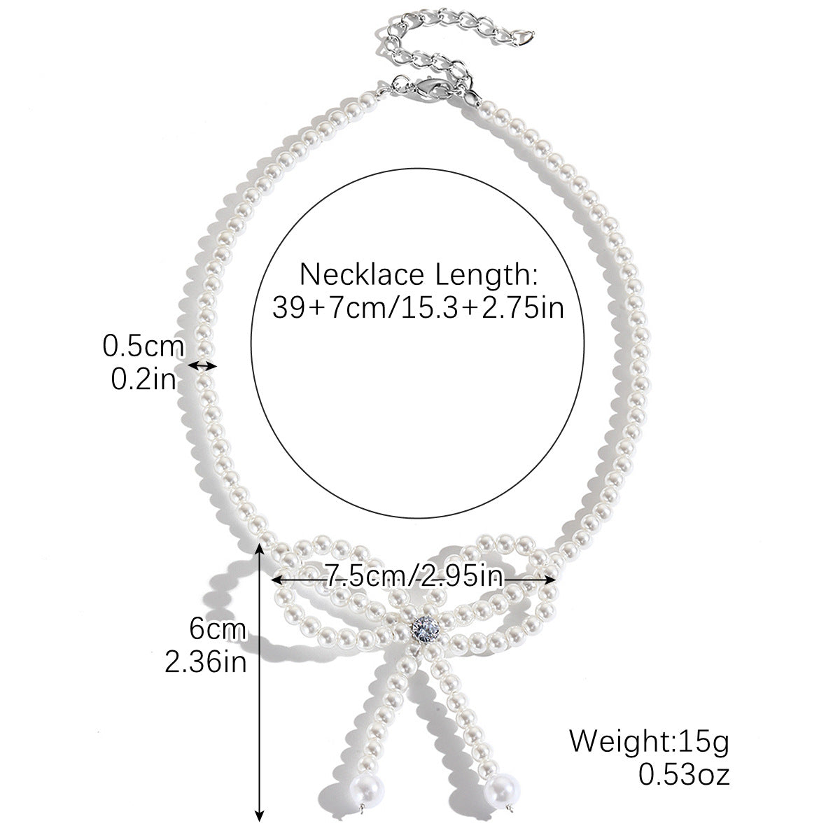 Collar bohemio con cuentas de arroz y lazo para mujer