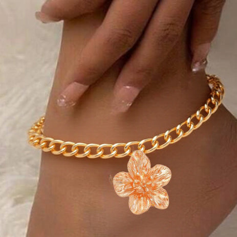 Fashion Floral Metal Anklet