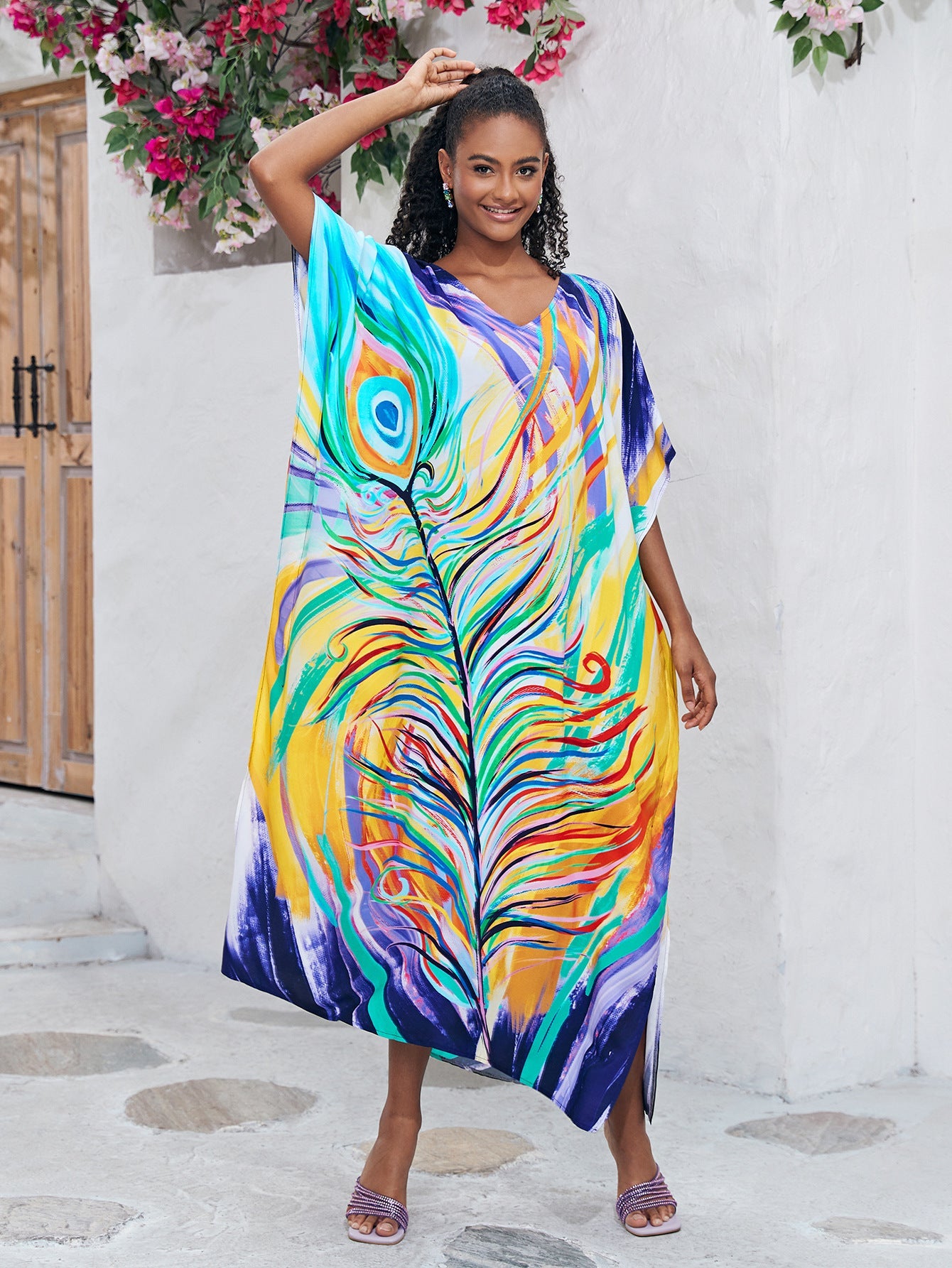 Traje de baño informal con estampado de mariposas para playa y vacaciones para mujer
